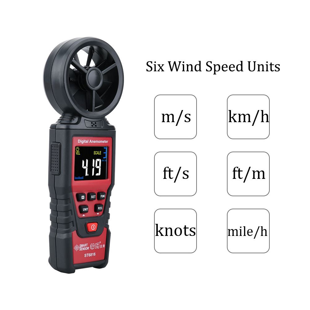 Spezifikation des digitalen tragbaren Anemometer-Thermometers Farb-LCD